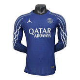 Camisa Paris Saint-Germain Treino 25/26 manga longa - Jogador Jordan Masculina - Azul com detalhes em branco
